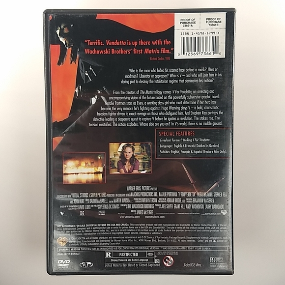 V For Vendetta Widescreen DVD - Picture 3 of 11